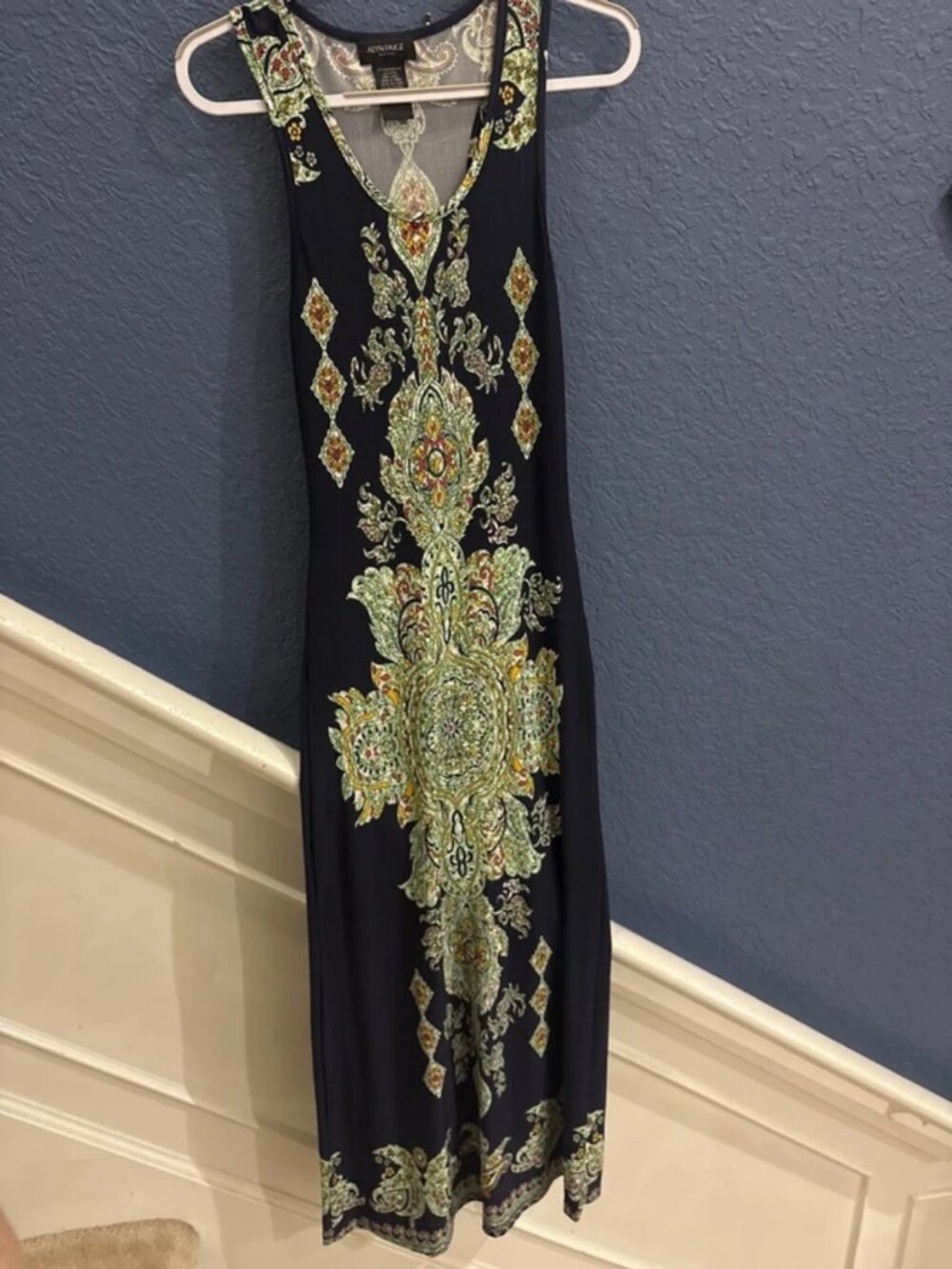 Navy colorful bodycon maxi dress
